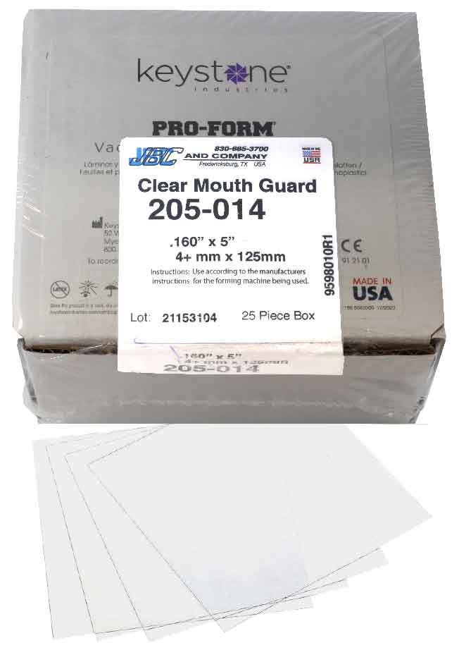 205-014: .160 x 5" Clear Soft EVA Mouth Guard Material - Square