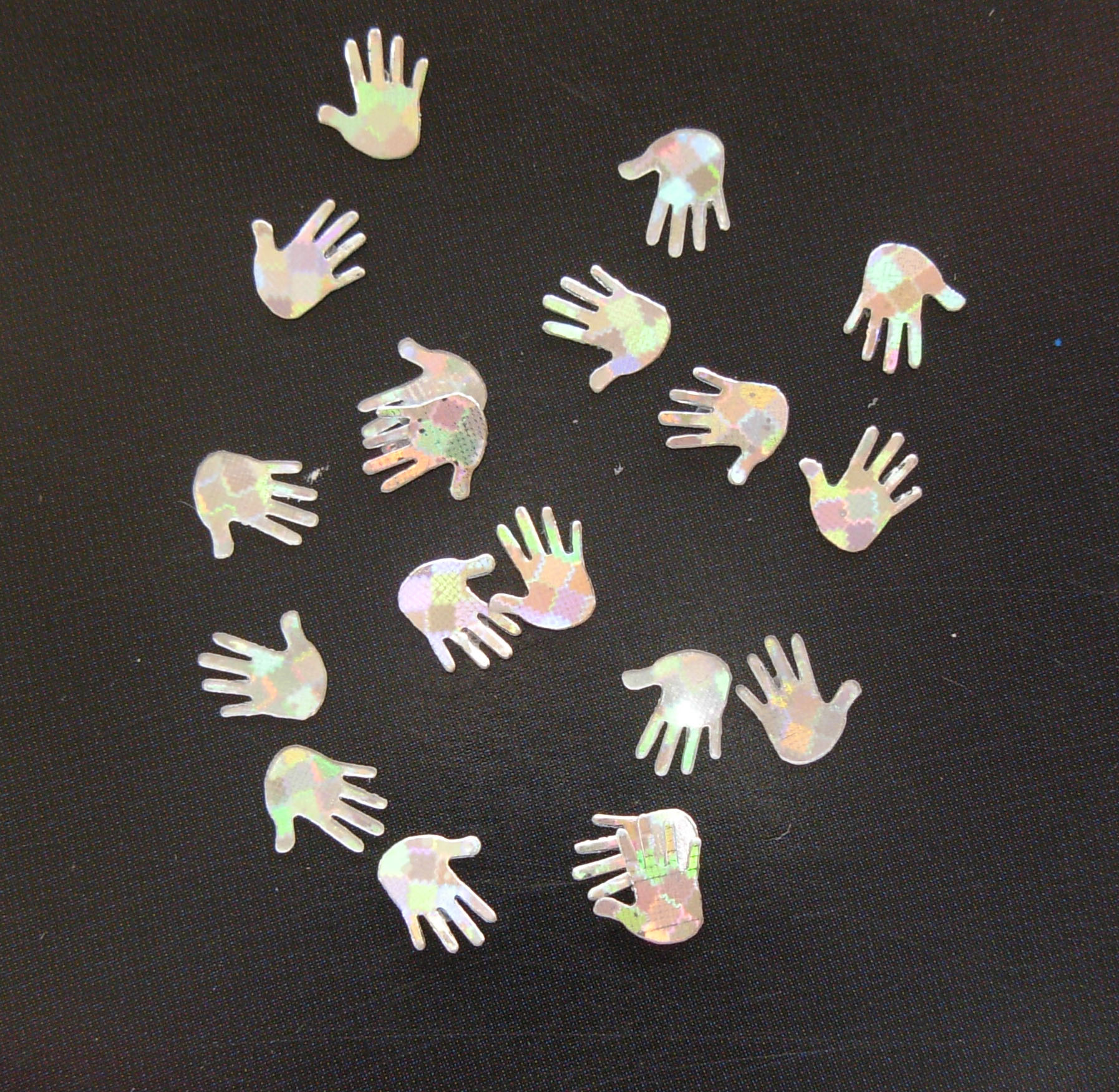 1108: Silver Hologram Hands Micro Confetti